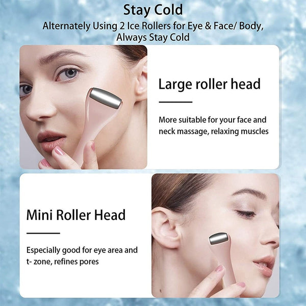 Stainless Steel Dual Ended Facial Massage Roller Face Eye Ice Puffiness Relief Facial Cleansing Devices