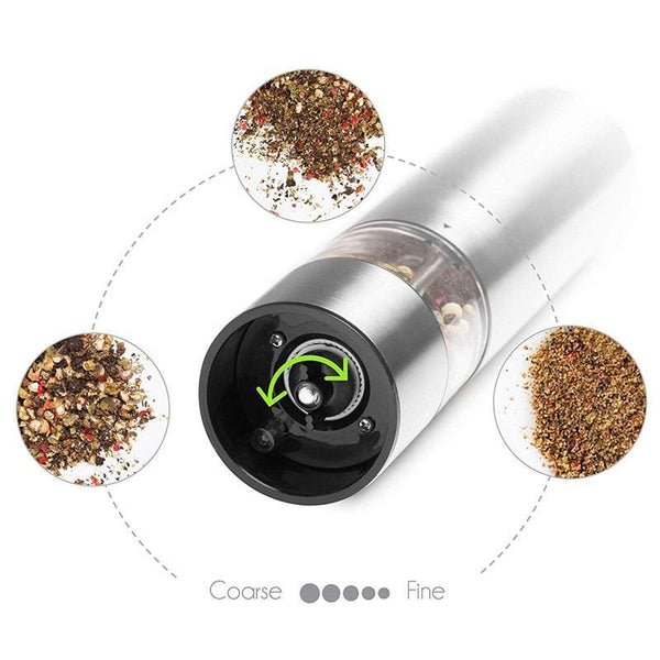 Salt & Pepper Set Of Two Stainless Steel Electric Pepper And Salt Spice Grinder