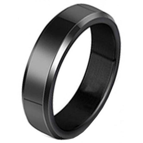 Veile Studios Stainless Steel Fashion Simple Classic Men Titanium Black Rings