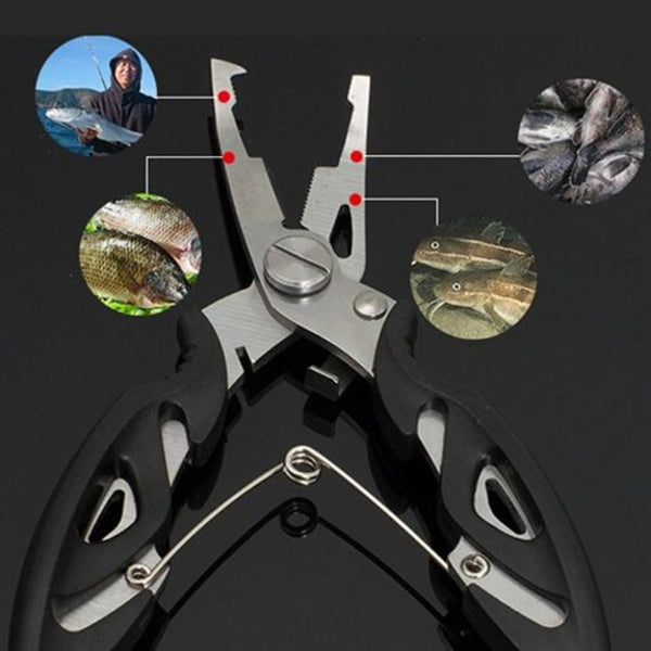 Stainless Steel Fish Grip Fishing Pliers Tool Kit Black Pliers & Hook Removers