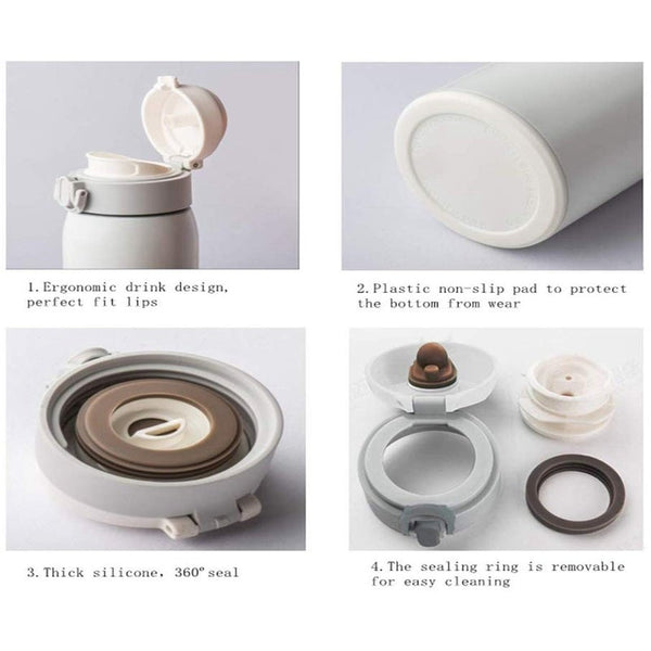 Stainless Steel Insulated Travel Mug Leakproof Vacuum Water Bottles Coffee Cup 500Ml White Vacuum Flasks & Mugs