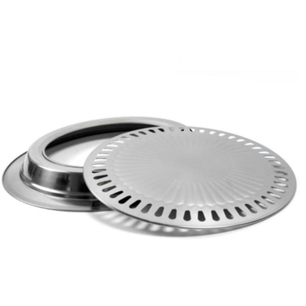 Stainless Steel Korean Barbecue Tray Round Household Non Stick Grill Pan Barbecue Tools