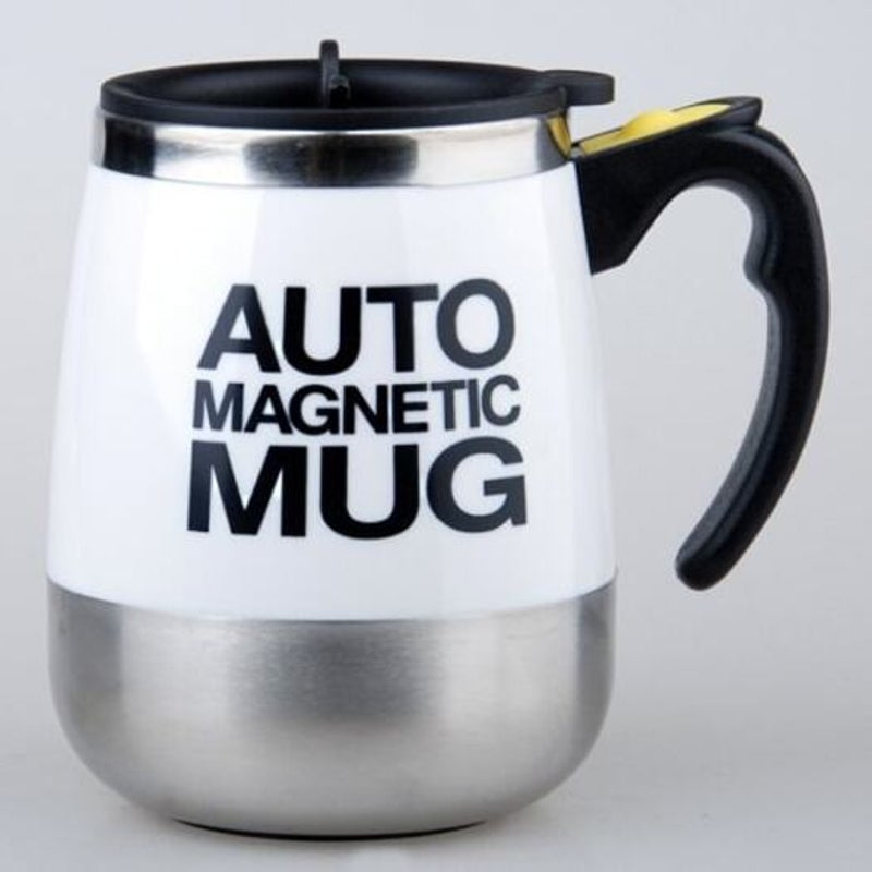 Stainless Steel Magnetic Coffee Mixing Cup Automatic Belly Stirring Drinkware White Mugs