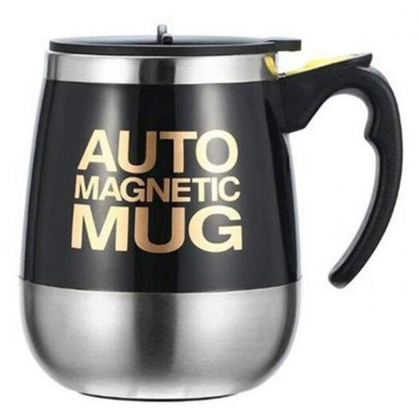Stainless Steel Magnetic Coffee Mixing Cup Automatic Belly Stirring Drinkware White Mugs