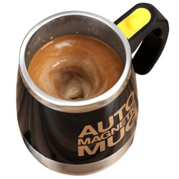 Stainless Steel Magnetic Coffee Mixing Cup Automatic Belly Stirring Drinkware White Mugs