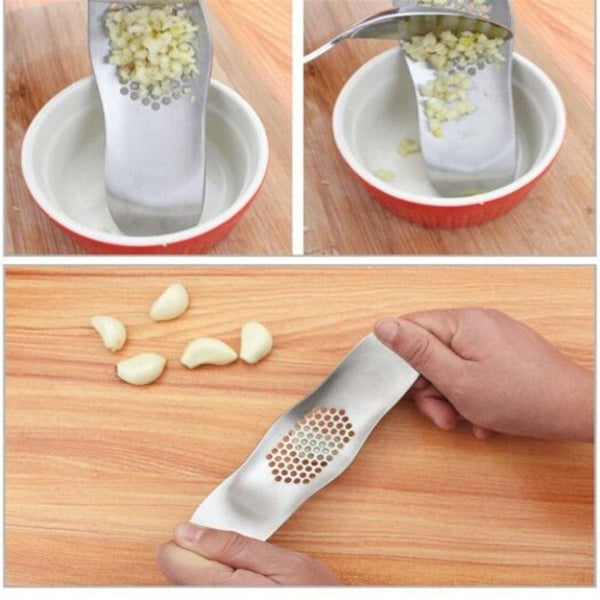 Stainless Steel Manual Garlic Press Crusher Chopper Home Cooking Tools Gadgets Silver