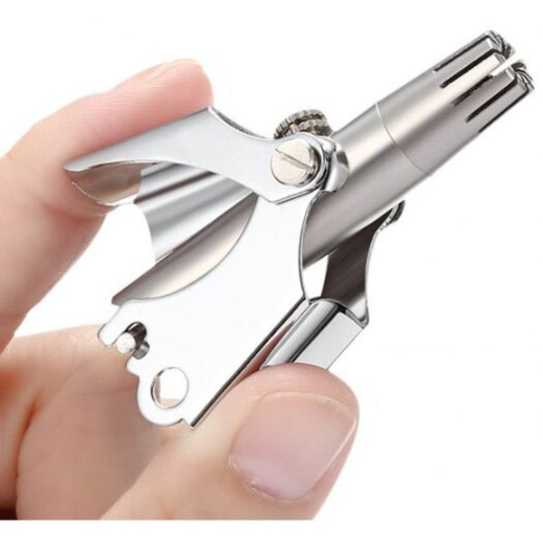 Stainless Steel Manual Nose And Ear Hair Trimmer Silver