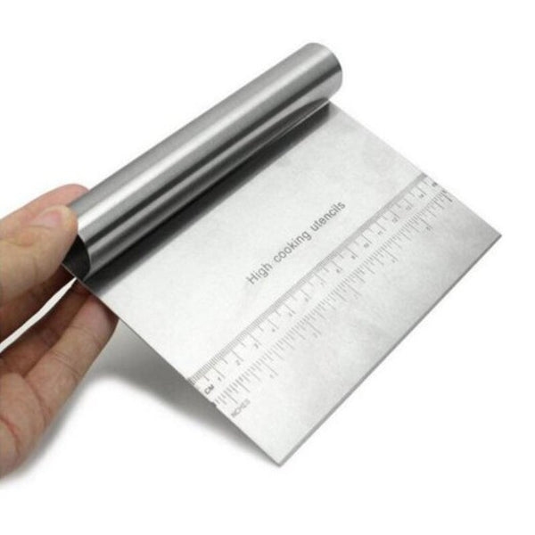 Stainless Steel Dough Pastry Scraper Pizza Cutter Chopper With Measuring Scale Pastry Cutters