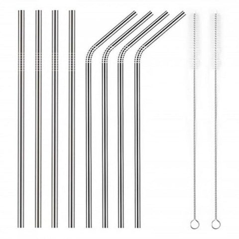 Straws & Stirrers Stainless Steel Metal Straws Reusable For Tumblers Rumbler Beverage Silver