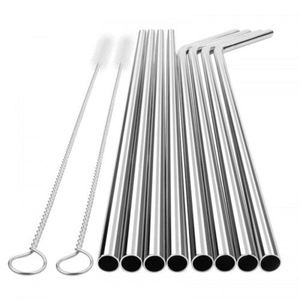 Straws & Stirrers Stainless Steel Metal Straws Reusable For Tumblers Rumbler Beverage Silver