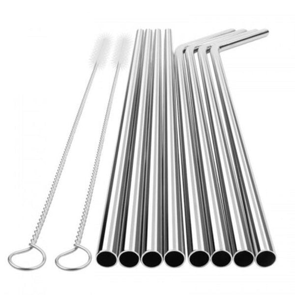 Stainless Steel Metal Straws Reusable For Tumblers Rumbler Beverage Silver