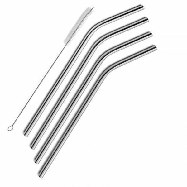 Straws & Stirrers Stainless Steel Metal Straws Reusable For Tumblers Rumbler Beverage Silver