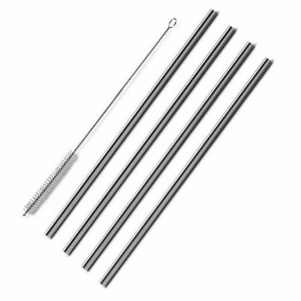 Straws & Stirrers Stainless Steel Metal Straws Reusable For Tumblers Rumbler Beverage Silver