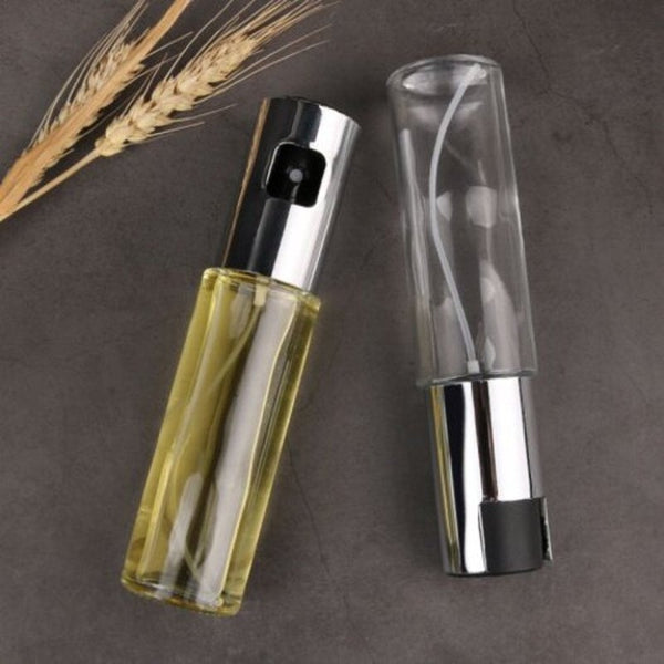 Stainless Steel Oil Spray Glass Bottle Vinegar Salad Barbecue Silver Oil & Vinegar Dispensers