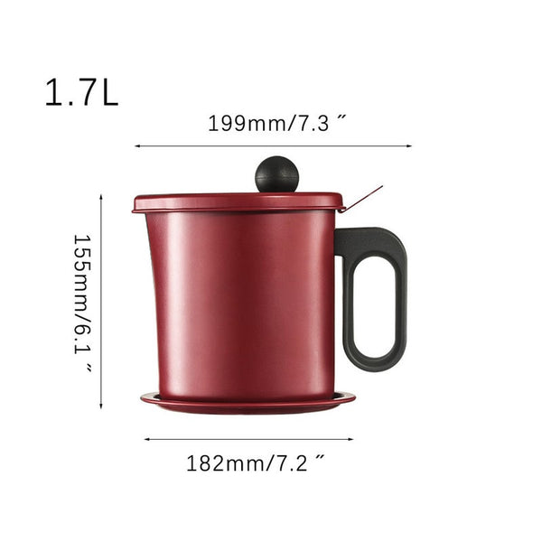 1.7L Capacity Stainless Steel Oil Strainer Pot With Filter Colander Grease Container Separator Storage Kitchen Tool