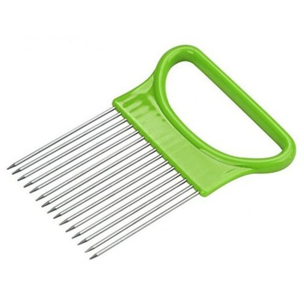 Stainless Steel Onion Needle Cutter Holder Emerald Green