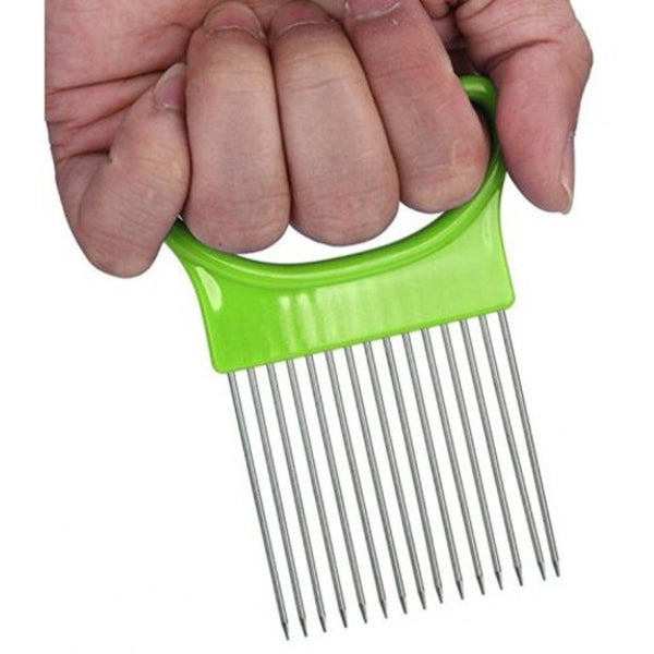 Stainless Steel Onion Needle Cutter Holder Emerald Green Peelers & Slicers