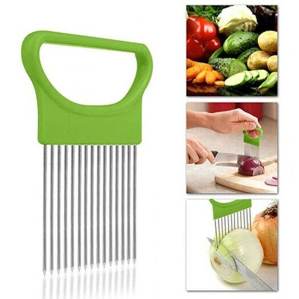 Stainless Steel Onion Needle Cutter Holder Emerald Green Peelers & Slicers