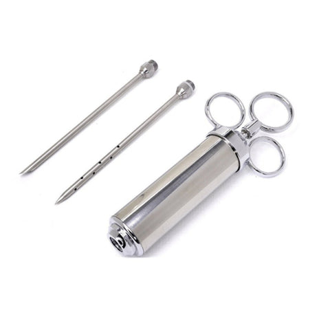 Stainless Steel Turkey Barbecue Seasoning Syringe Marinade Bbq Kit With 2 Needles Meat Injector