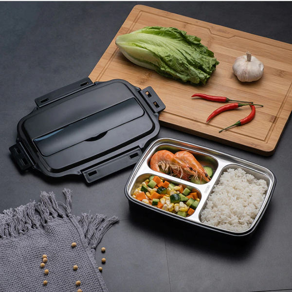 Stainless Steel Bento Lunchbox Heat Resistant Leakproof Food Container 3 Compartments Lunchboxes