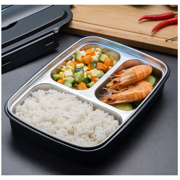 Stainless Steel Bento Lunchbox Heat Resistant Leakproof Food Container 3 Compartments