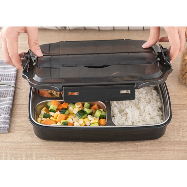 Stainless Steel Bento Lunchbox Heat Resistant Leakproof Food Container 3 Compartments Lunchboxes