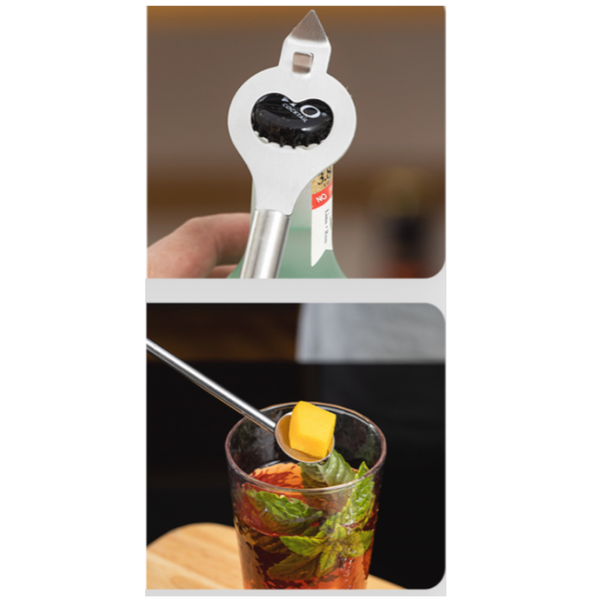 Elosung 350Ml 7 Piece Stainless Steel tail Shaker Set With Bamboo Stand Bartender Kit tail Shakers & Sets