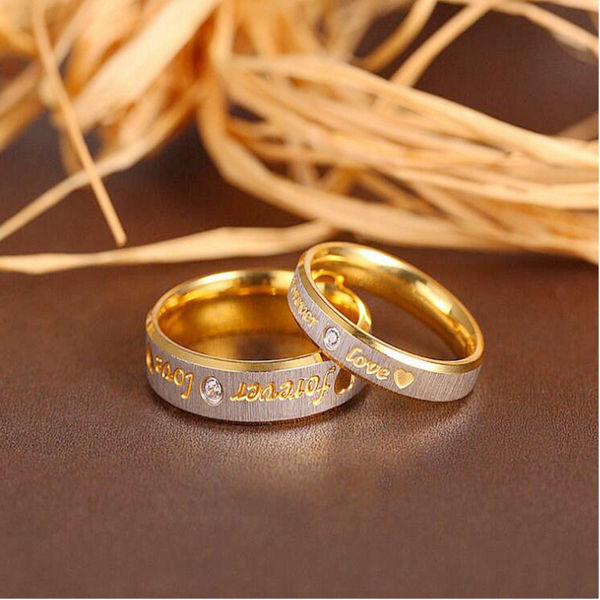 Stainless Steel Couple Rings Engrave Forever Love Men Women Jewellery Lovers