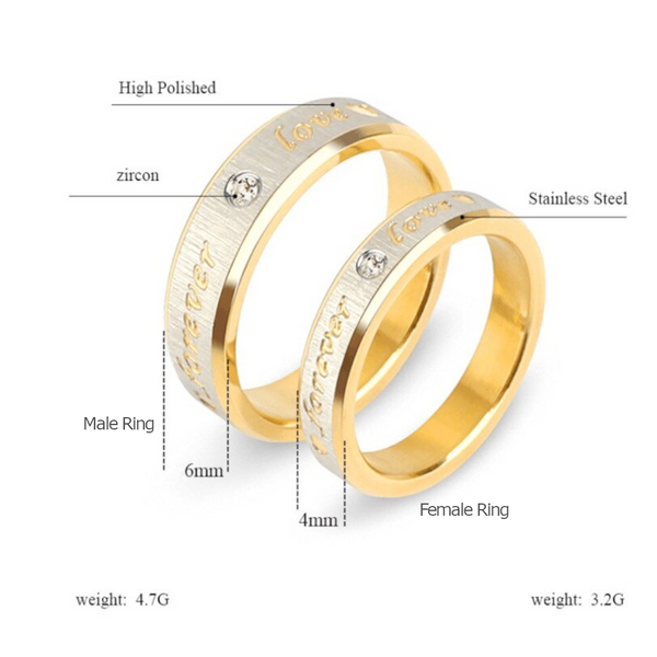 Veile Studios Stainless Steel Couple Rings Engrave Forever Love Men Women Jewellery Lovers Engagement/Wedding Ring Sets
