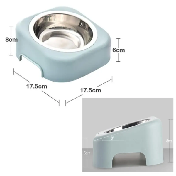 Stainless Steel Flat Face Tilting Cat Water Bowl Tableware Pet Food Dish