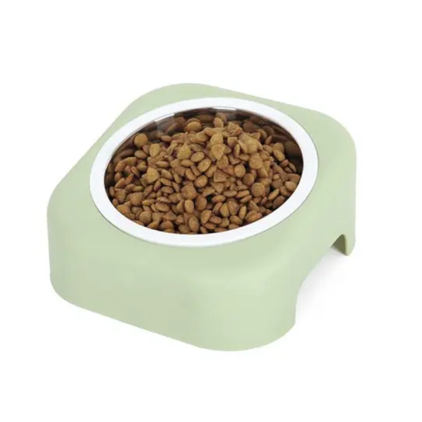 Stainless Steel Flat Face Tilting Cat Water Bowl Tableware Pet Food Dish