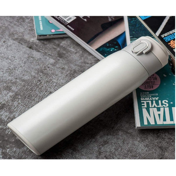 Stainless Steel Insulated Travel Mug Leakproof Vacuum Water Bottles Coffee Cup 500Ml White