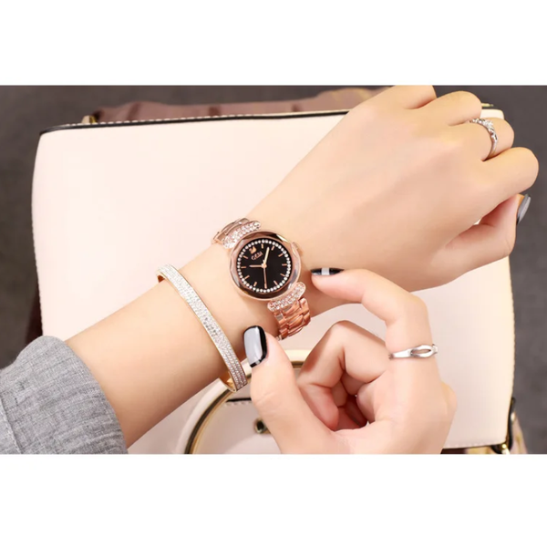 Veile Studios Stainless Steel Women Quartz Watch Diamond Rose Gold Female Wrist Watches