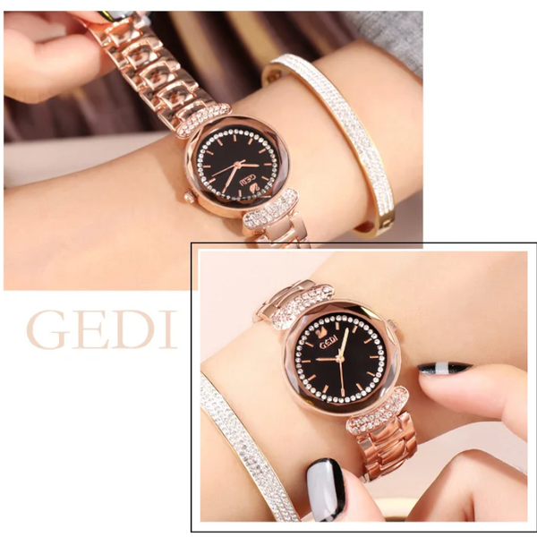 Veile Studios Stainless Steel Women Quartz Watch Diamond Rose Gold Female Wrist Watches