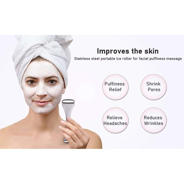 Stainless Steel Dual Ended Facial Massage Roller Face Eye Ice Puffiness Relief Facial Cleansing Devices