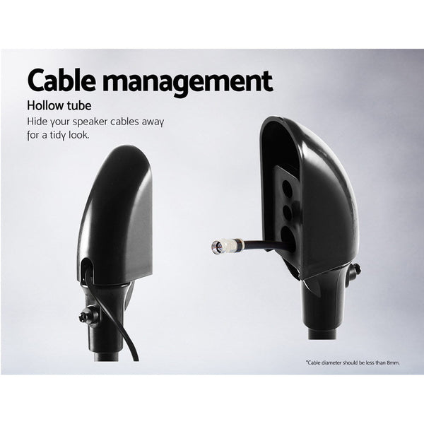 Alpha Set Of 2 112Cm Surround Sound Stand Black Speaker Mounts & Stands