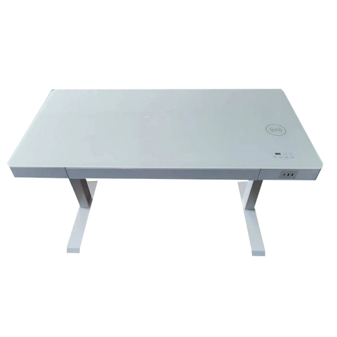 Standing Desk Electric Height Adjustable Sit Toughened Glass Top Single Motor Wireless Charger
