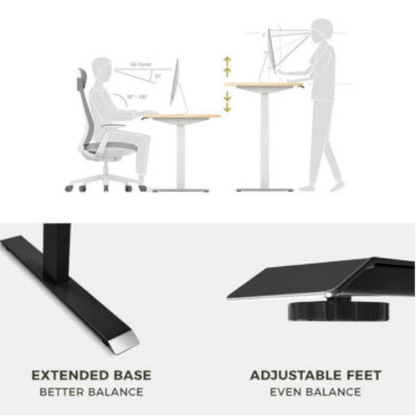 Standing Desk Height Adjustable Sit Motorised Grey Dual Motors Frame Top