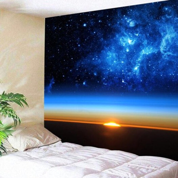 Starry Sky Print Wall Hanging Bedroom Tapestry Blue W59 Inch L59 Tapestries