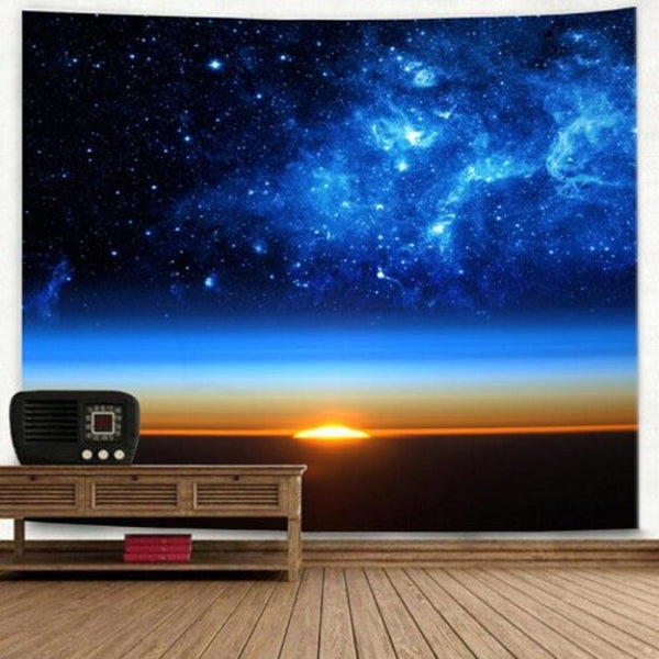 Starry Sky Print Wall Hanging Bedroom Tapestry Blue W59 Inch L59