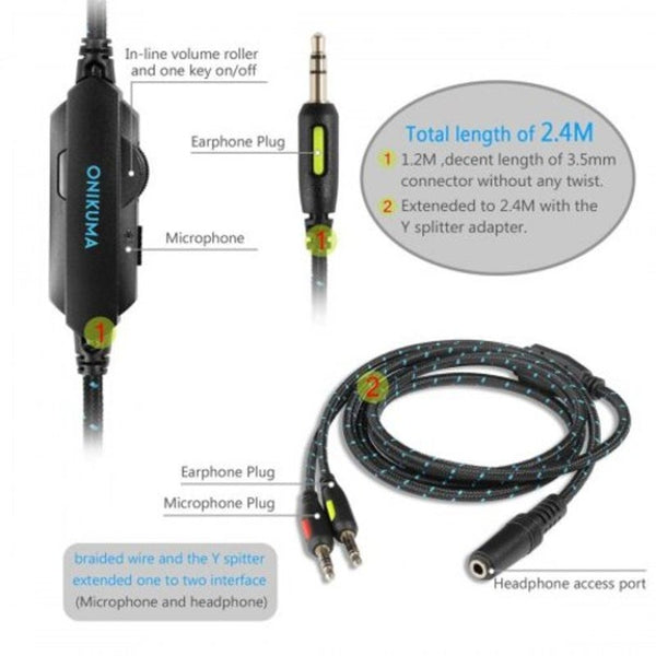 Stereo Gaming Headset Over Ears For Pc Ps4 X Box One I Pad Blue Headsets