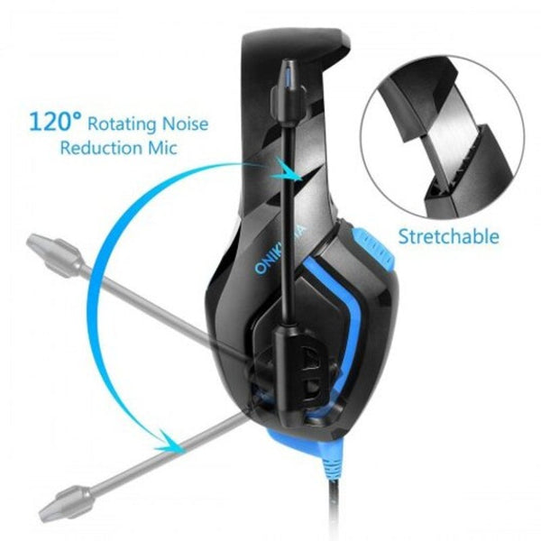 Stereo Gaming Headset Over Ears For Pc Ps4 X Box One I Pad Blue Headsets