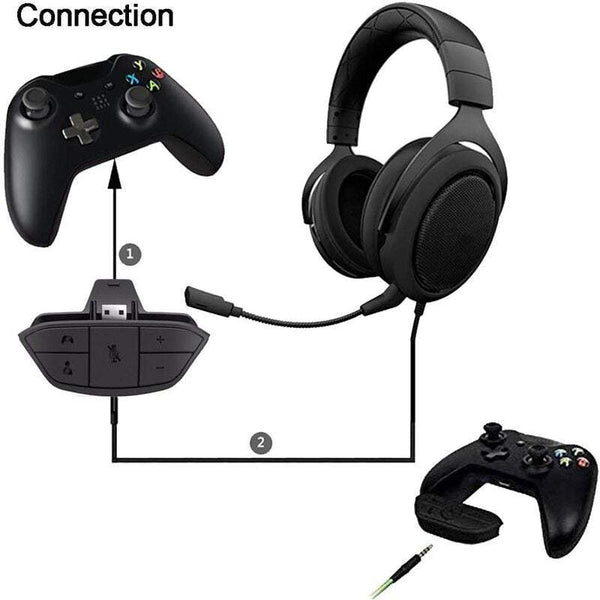 Stereo Headphone Adapter Audio Microphone Converter Xbox One Controller Black Cables & Adapters