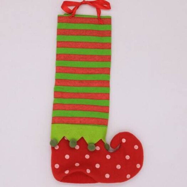 Stocking Pattern Christmas Decorative Wine Bottle Cover Red And Green