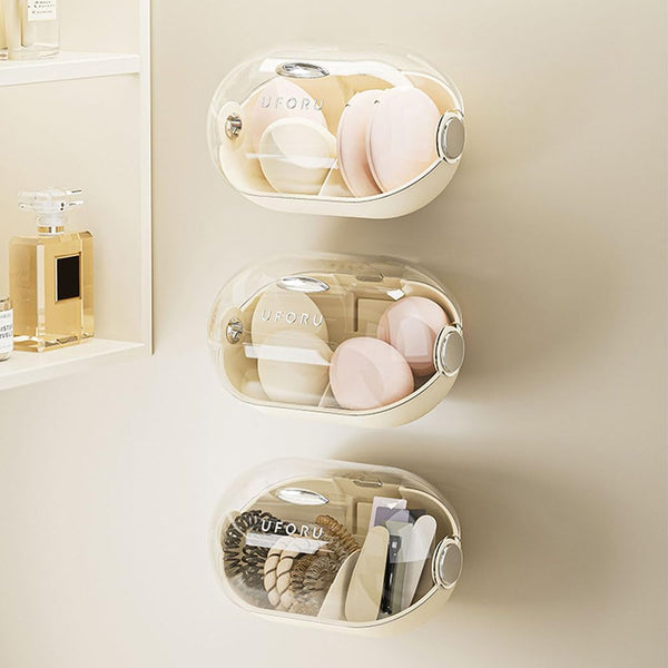 Punch Free Wall Mounted Beauty Egg Storage Box With Lid Makeup Bags & Cases