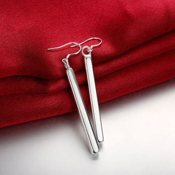 Veile Studios Straight Geometric Silver Earrings