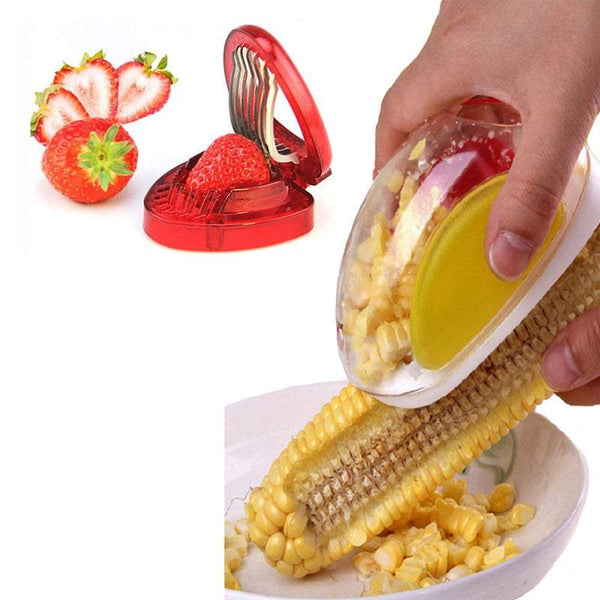 Peelers Corers Stainless Steel Fruit Slicers Strawberry Chopper Corn Stripper Kitchen Accessories Peelers & Slicers