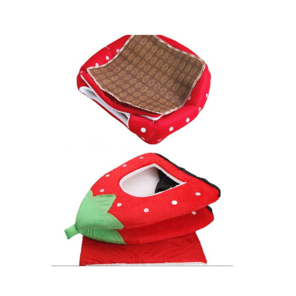 Strawberry Style Sponge House Pet Bed Dome Tent Warm Cushion Basket