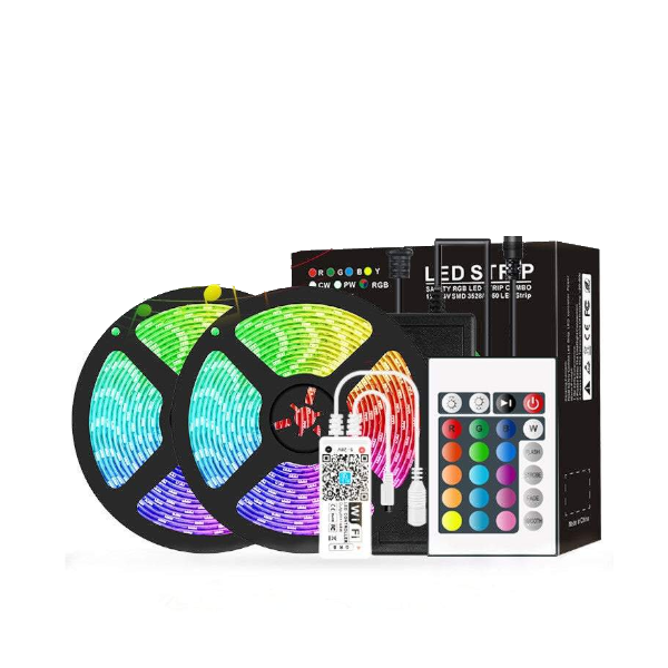 Strip Lights Wi Fi Smart 10M Waterproof Led 5050 Rgb 300 Leds Colour Changing 24 Keys Remote Control 12V 6A Power Supply For Diy Decora String Lights