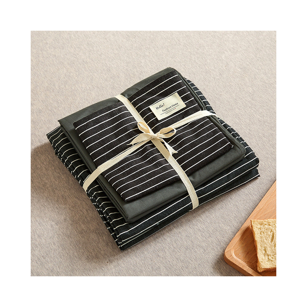 Elosung 1 Sets Of Black 4 Piece Cotton Bedding Fits 1.5M/1.8M Beds (Duvet Cover 200X230cm Sheet 230X250cm) Sheets